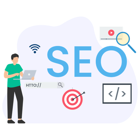 Man making seo strategy  Illustration