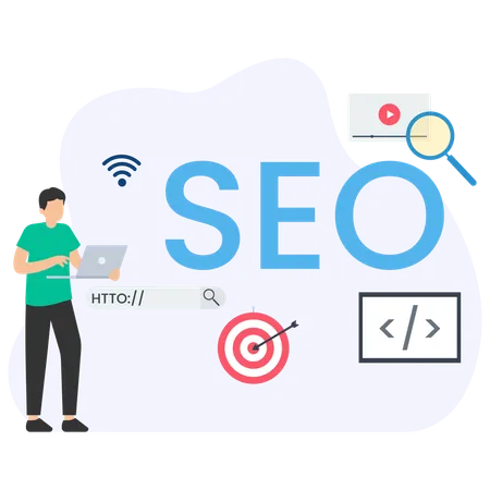 Man making seo strategy  Illustration