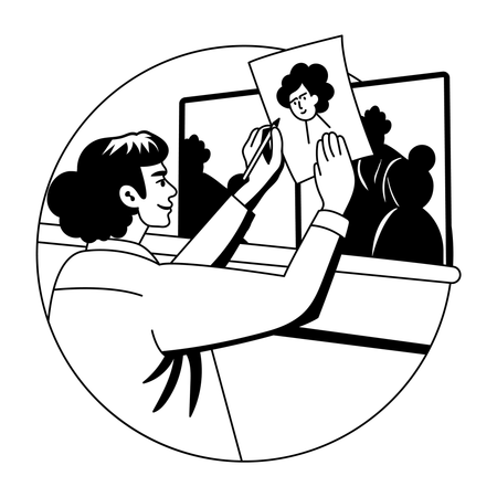 Man making shadow painting  Illustration