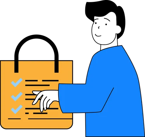 Man making shopping list  Illustration