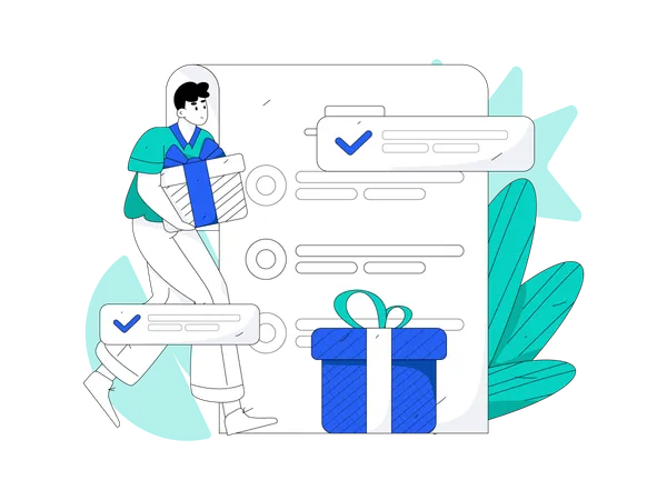 Man making shopping list  Illustration