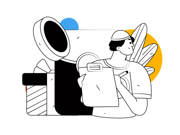 Man making shopping list  Illustration