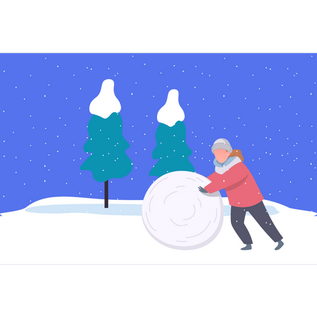 Man making snowballs  Illustration
