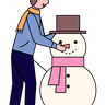 illustrations of man making snowman