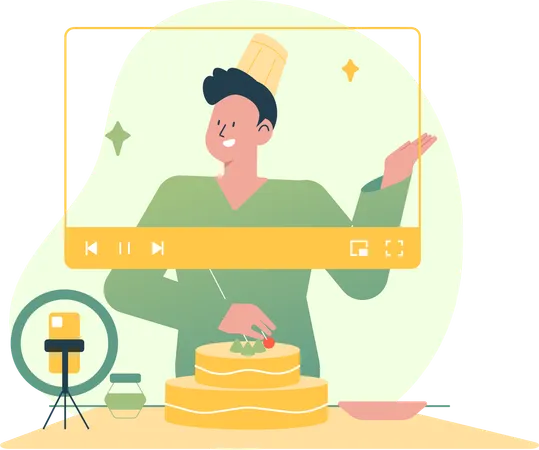 Man Making social media Content  Illustration