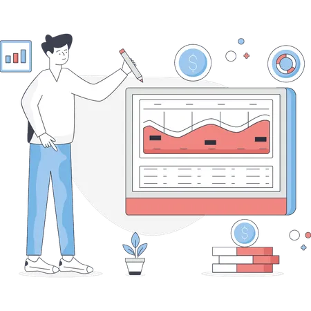 소프트웨어 디자인을 만드는 남자  일러스트레이션