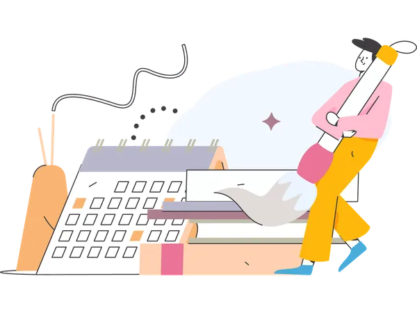 Man making study schedule  Illustration