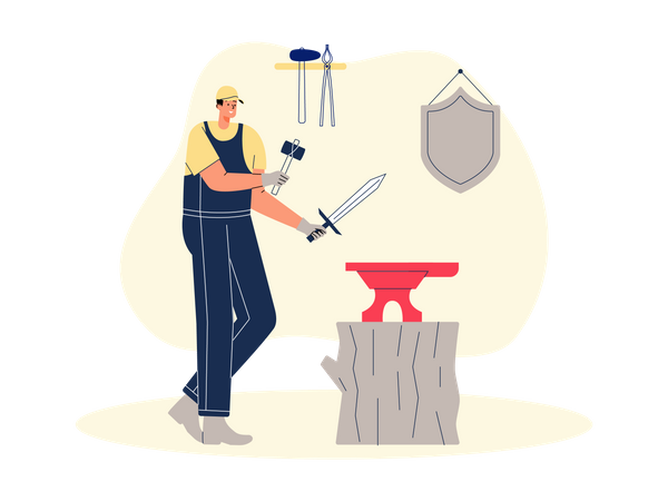 Man making sword  일러스트레이션