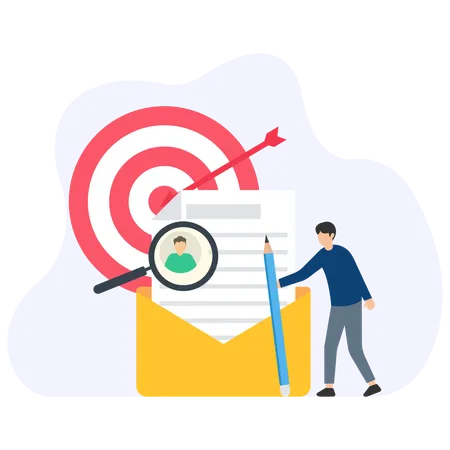 Man making target audience mail  Illustration