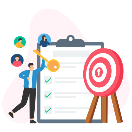 Man making Target Motivation list  Illustration