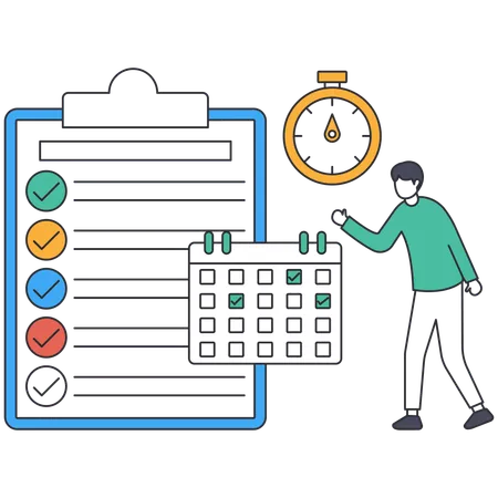 Man making Task management  Illustration