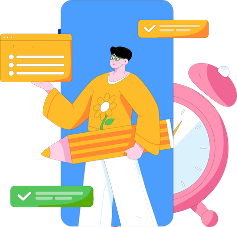Man making task online  Illustration