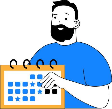 Man making task schedule  Illustration