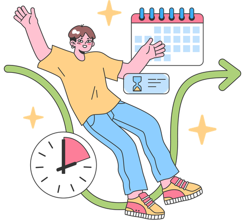 Man making task schedule  Illustration