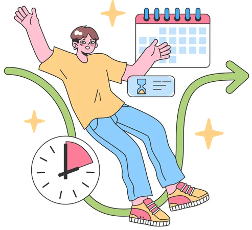 Man making task schedule  Illustration