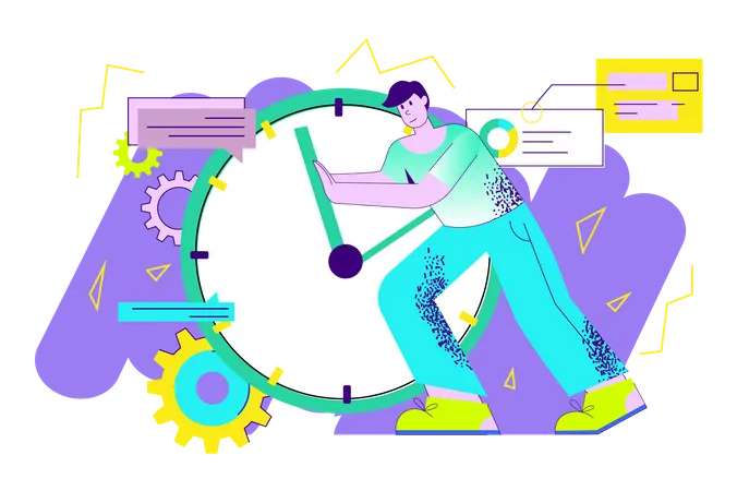 Man making task schedule  Illustration