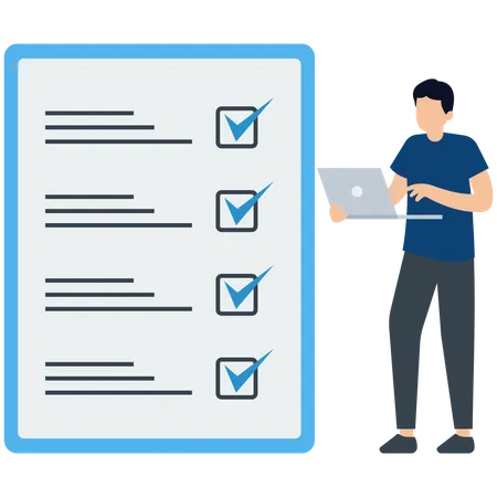 Man making Task  schedule  Illustration