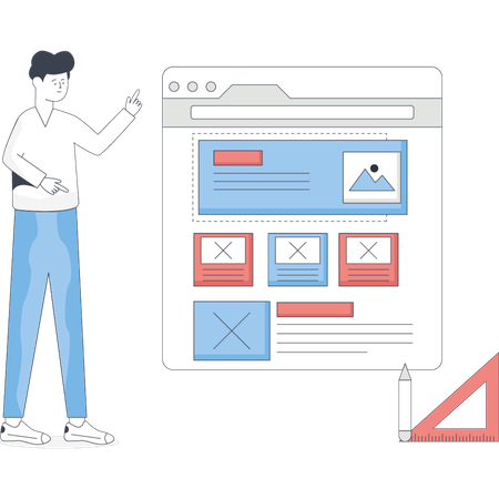 Man  making UI-UX desgin  Illustration