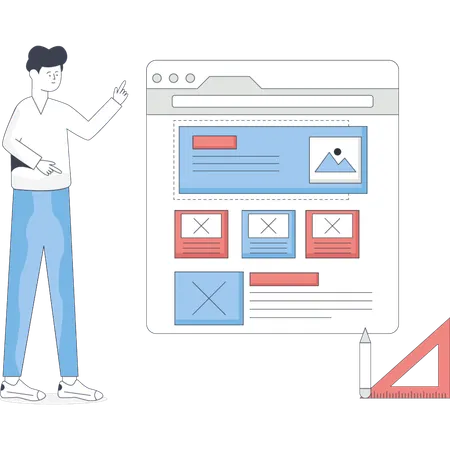 Man  making UI-UX desgin  Illustration