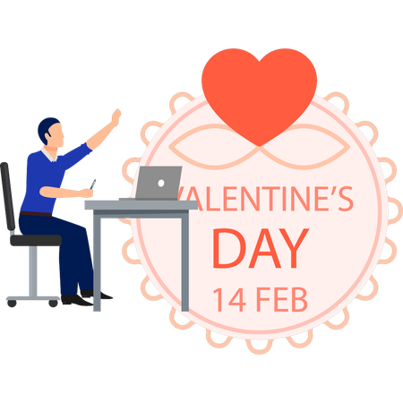 Man making valentines day card  Illustration