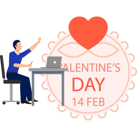 Man making valentines day card  Illustration