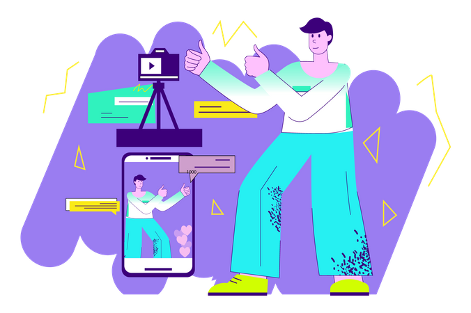 Man making video for social media  Illustration