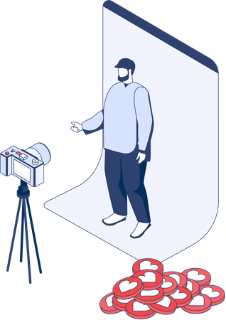 Man making video for vlog  Illustration