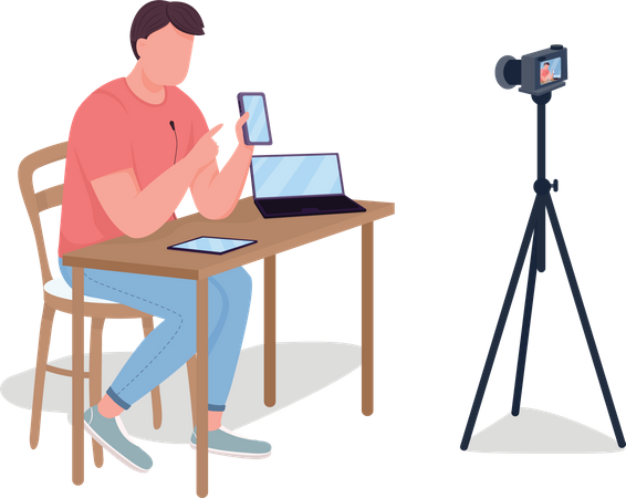 Man making video review  Illustration