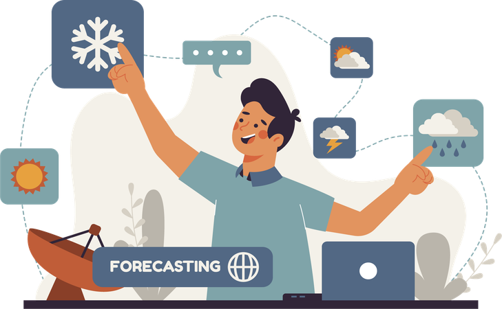 Man making weather forecast  Illustration