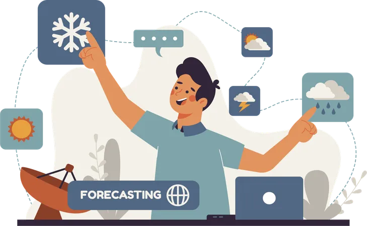 Man making weather forecast  Illustration