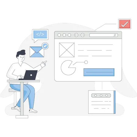 Man  making web cntent  Illustration