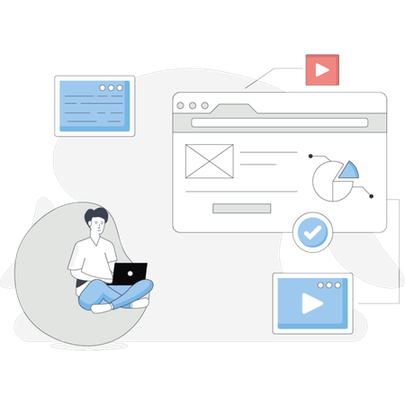 Man  making web content  Illustration