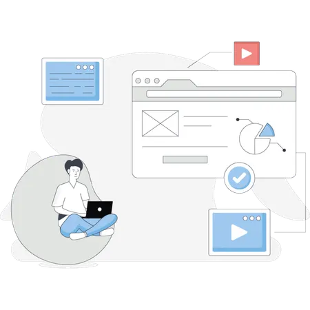 Man  making web content  Illustration