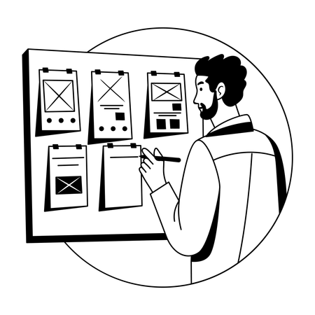Man making wireframe design  Illustration