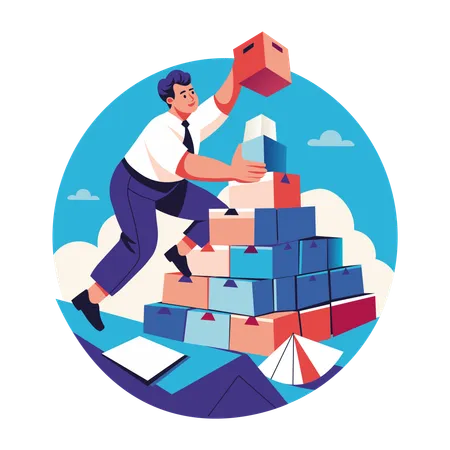 Man making work pyramid  Illustration