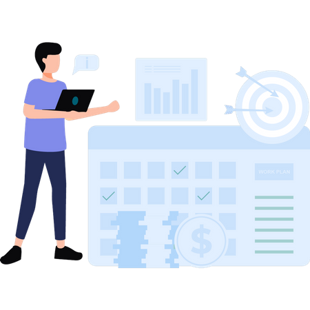 Man making work schedule  Illustration