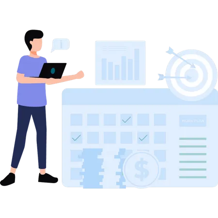 Man making work schedule  Illustration