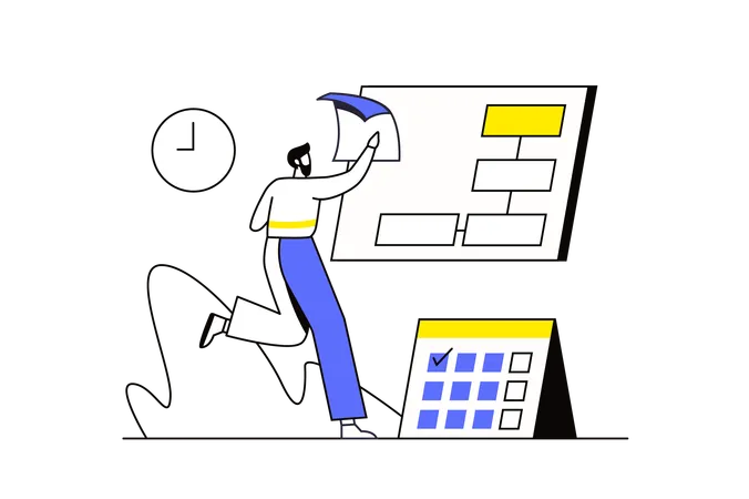 Man making work schedule  Illustration