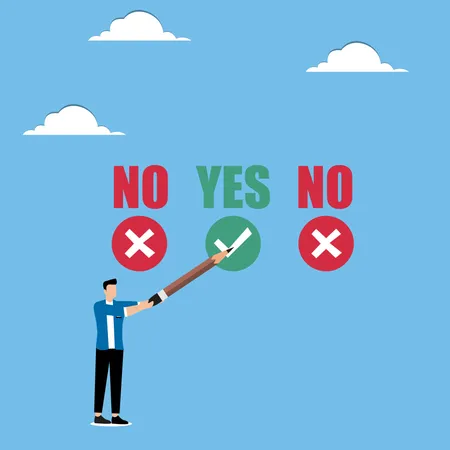 Man making yes or no choice  Illustration