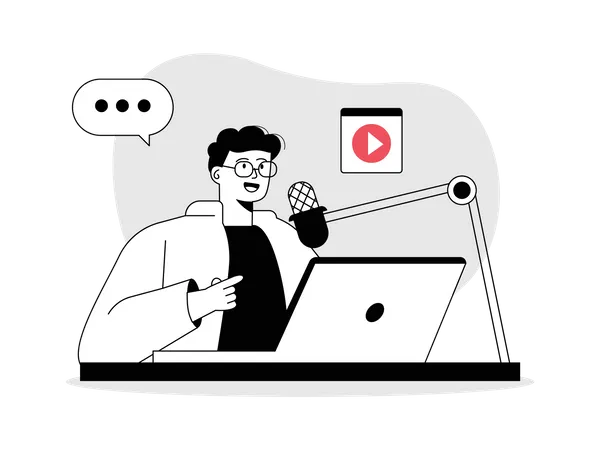 Man making youtube video  Illustration