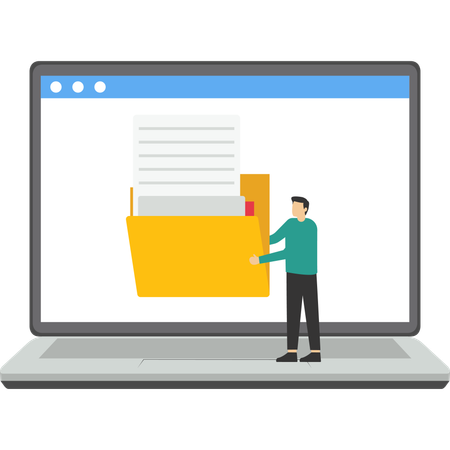 Man Manage document files  Illustration