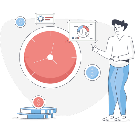 Man manage time schedule  Illustration