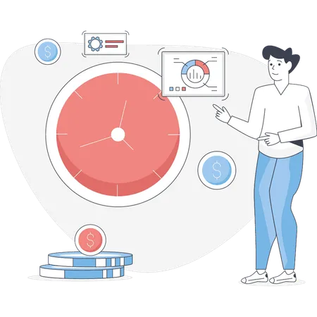 Man manage time schedule  Illustration