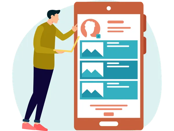 Man Manage User Profile  Illustration