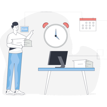 Man  management working hours  Illustration