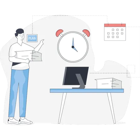Man  management working hours  Illustration
