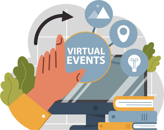 Man manages virtual events  Illustration