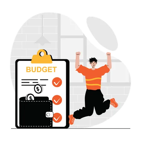 Man managing business budget  Illustration