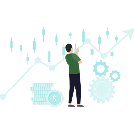 Man managing Dollar Analytics  Illustration