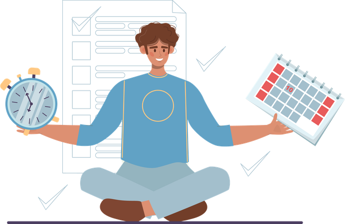 Man managing his deadlines and schedule  Illustration